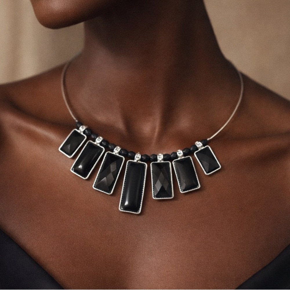 Black Statement Necklace and earring set